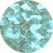 Round Abstract Light Blue Modern Rug, abs1058lblu