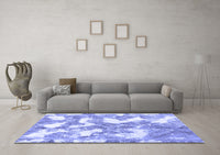 Machine Washable Abstract Blue Modern Rug, wshabs1058blu