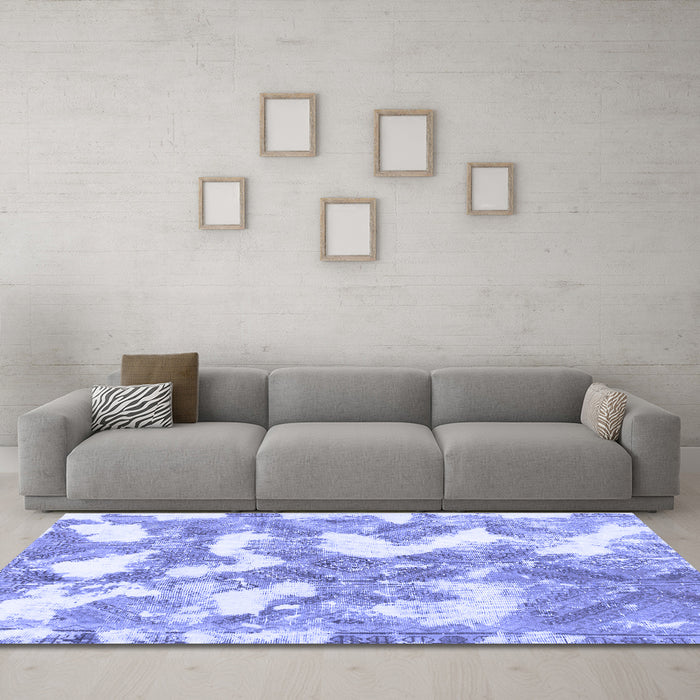 Machine Washable Abstract Blue Modern Rug in a Living Room, wshabs1058blu