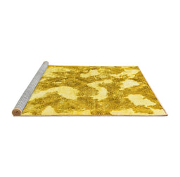 Sideview of Machine Washable Abstract Yellow Modern Rug, wshabs1058yw