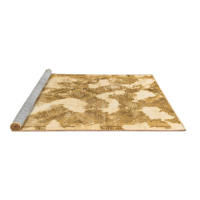 Sideview of Machine Washable Abstract Brown Modern Rug, wshabs1058brn