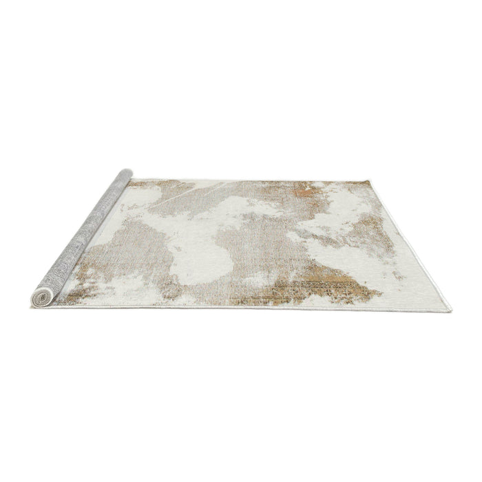 Sideview of Machine Washable Abstract Off White Beige Rug, wshabs1059
