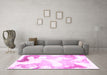 Machine Washable Abstract Pink Modern Rug in a Living Room, wshabs1059pnk