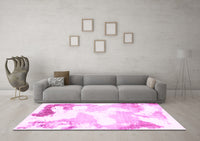 Machine Washable Abstract Pink Modern Rug, wshabs1059pnk