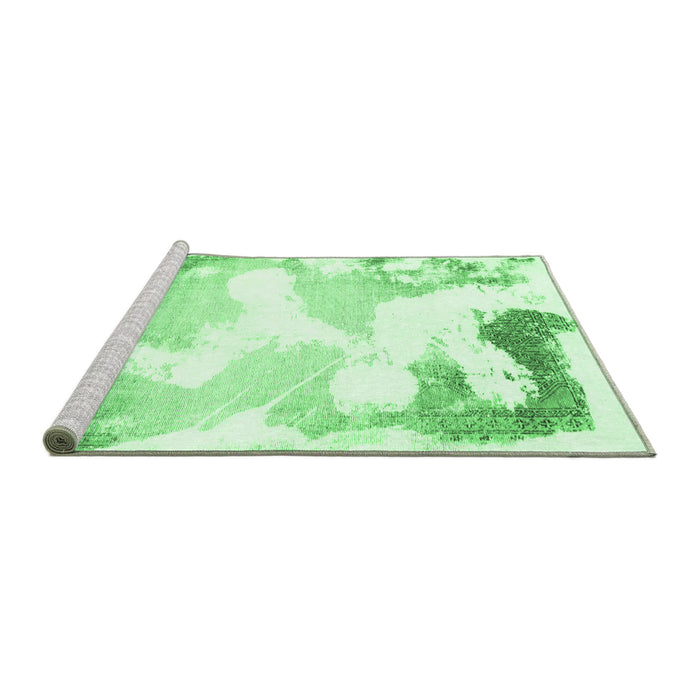 Sideview of Machine Washable Abstract Emerald Green Modern Area Rugs, wshabs1059emgrn