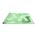 Sideview of Machine Washable Abstract Emerald Green Modern Area Rugs, wshabs1059emgrn