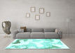 Machine Washable Abstract Turquoise Modern Area Rugs in a Living Room,, wshabs1059turq