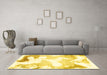 Machine Washable Abstract Yellow Modern Rug in a Living Room, wshabs1059yw