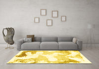 Machine Washable Abstract Yellow Modern Rug, wshabs1059yw