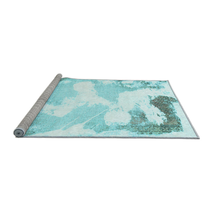 Sideview of Machine Washable Abstract Light Blue Modern Rug, wshabs1059lblu
