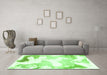 Machine Washable Abstract Green Modern Area Rugs in a Living Room,, wshabs1059grn