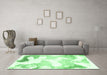 Machine Washable Abstract Emerald Green Modern Area Rugs in a Living Room,, wshabs1059emgrn