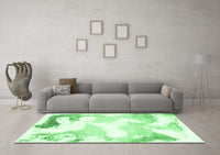 Machine Washable Abstract Emerald Green Modern Rug, wshabs1059emgrn