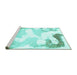 Sideview of Machine Washable Abstract Turquoise Modern Area Rugs, wshabs1059turq