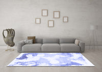 Machine Washable Abstract Blue Modern Rug, wshabs1059blu