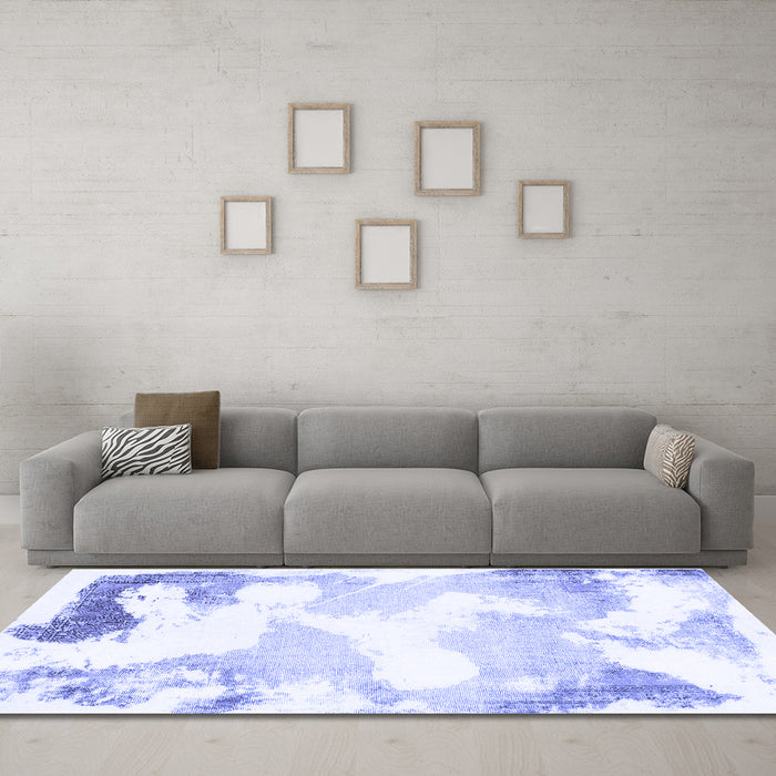 Machine Washable Abstract Blue Modern Rug in a Living Room, wshabs1059blu