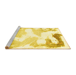 Sideview of Machine Washable Abstract Yellow Modern Rug, wshabs1059yw