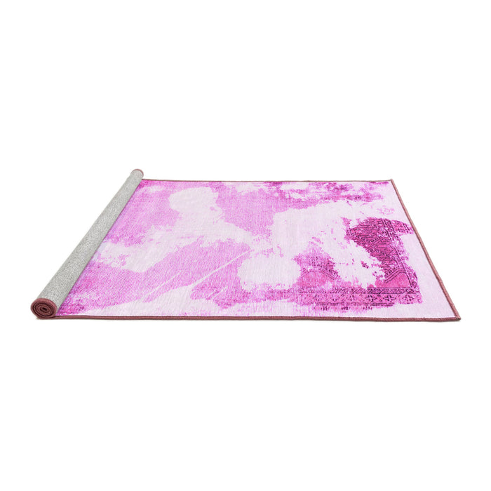 Sideview of Machine Washable Abstract Pink Modern Rug, wshabs1059pnk