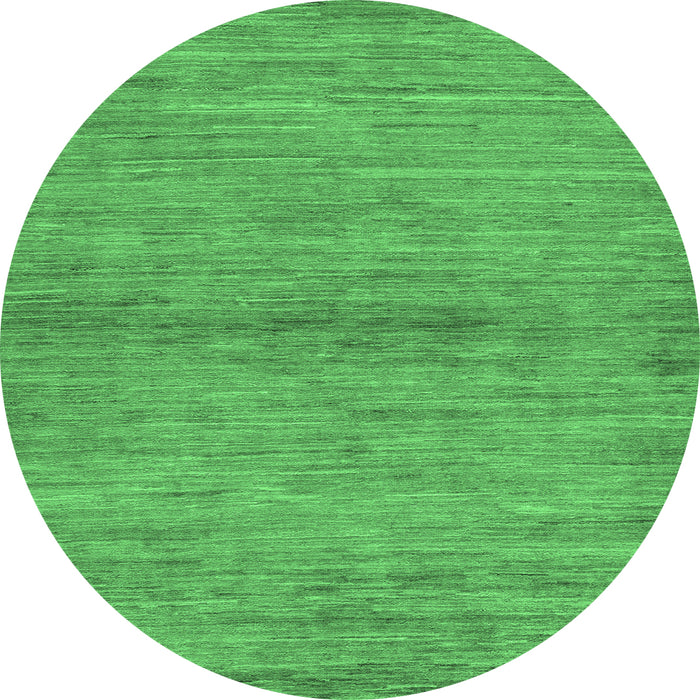 Round Machine Washable Abstract Emerald Green Modern Area Rugs, wshabs105emgrn