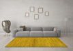 Machine Washable Abstract Yellow Modern Rug in a Living Room, wshabs105yw