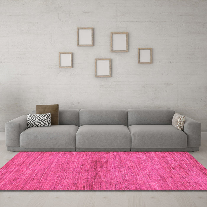 Machine Washable Abstract Pink Modern Rug in a Living Room, wshabs105pnk
