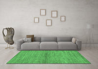 Machine Washable Abstract Emerald Green Modern Rug, wshabs105emgrn