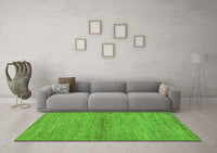 Machine Washable Abstract Green Modern Rug, wshabs105grn