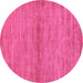 Round Machine Washable Abstract Pink Modern Rug, wshabs105pnk