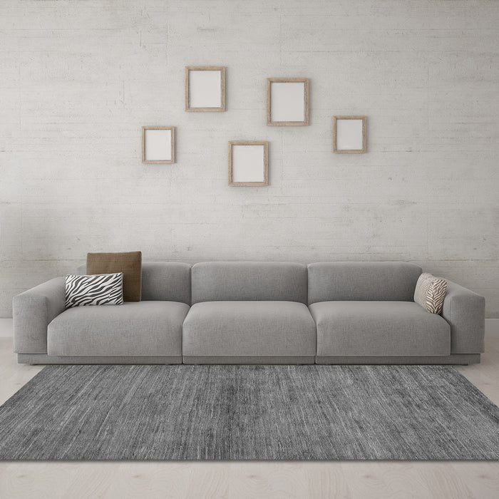 Machine Washable Abstract Gray Modern Rug in a Living Room,, wshabs105gry
