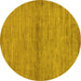 Round Abstract Yellow Modern Rug, abs105yw