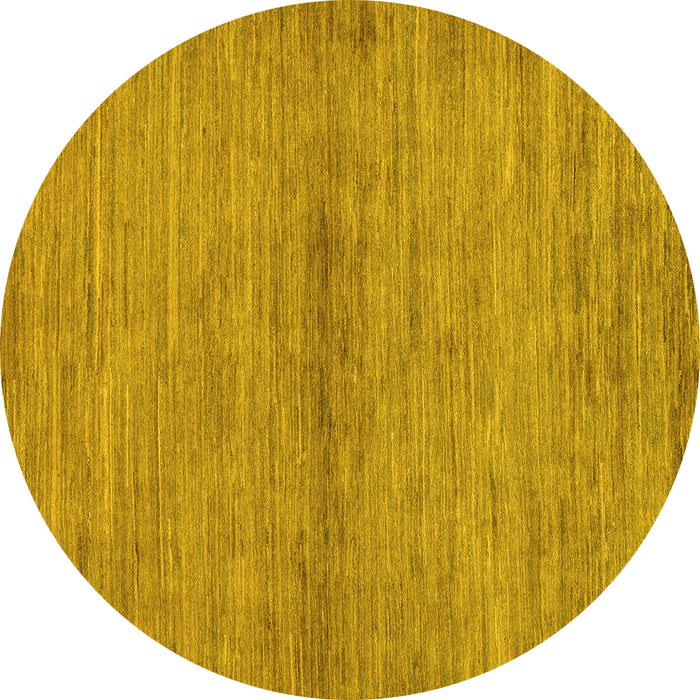 Round Machine Washable Abstract Yellow Modern Rug, wshabs105yw
