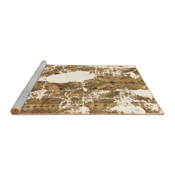 Sideview of Machine Washable Abstract Light Brown Rug, wshabs1060