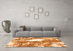 Machine Washable Abstract Orange Modern Area Rugs in a Living Room, wshabs1060org