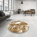 Round Machine Washable Abstract Light Brown Rug in a Office, wshabs1060