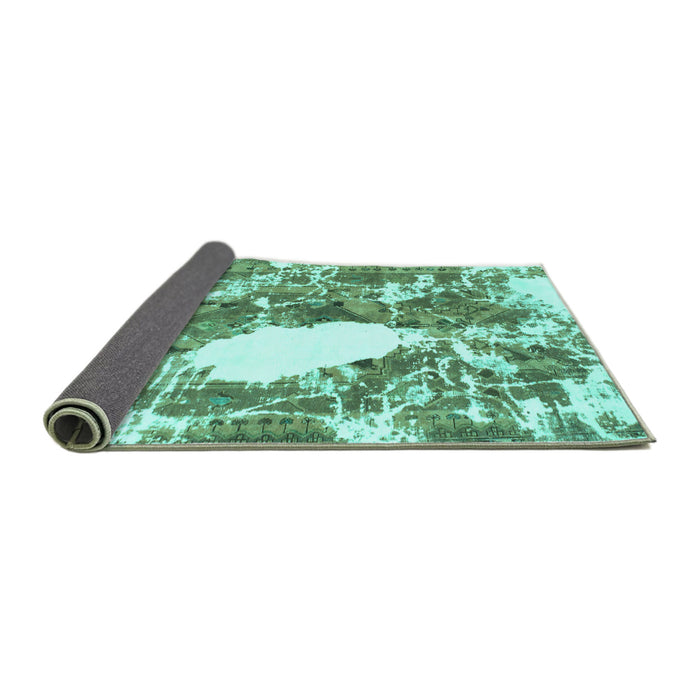 Sideview of Abstract Turquoise Modern Rug, abs1060turq