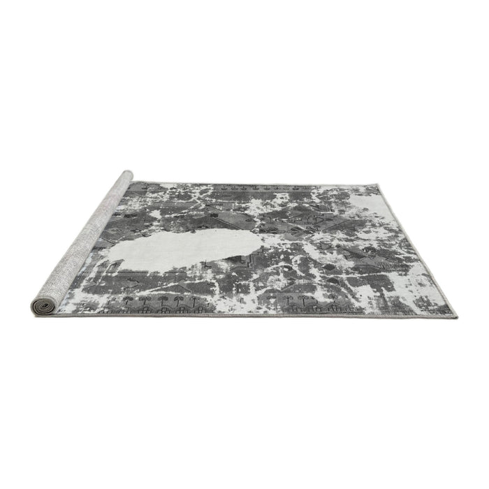 Sideview of Machine Washable Abstract Gray Modern Rug, wshabs1060gry