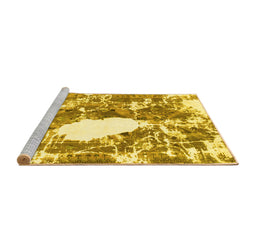 Sideview of Machine Washable Abstract Yellow Modern Rug, wshabs1060yw