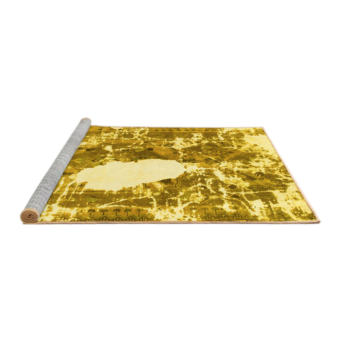 Sideview of Machine Washable Abstract Yellow Modern Rug, wshabs1060yw