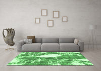 Machine Washable Abstract Emerald Green Modern Rug, wshabs1060emgrn