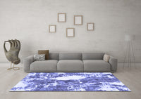 Machine Washable Abstract Blue Modern Rug, wshabs1060blu