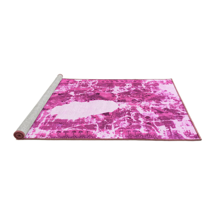 Sideview of Machine Washable Abstract Pink Modern Rug, wshabs1060pnk