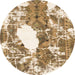 Round Machine Washable Abstract Light Brown Rug, wshabs1060