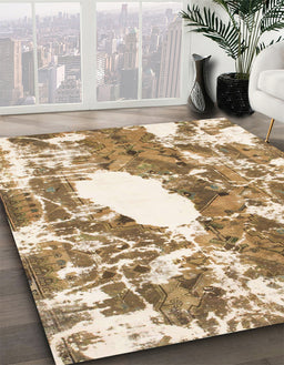 Abstract Light Brown Modern Rug in Family Room, abs1060