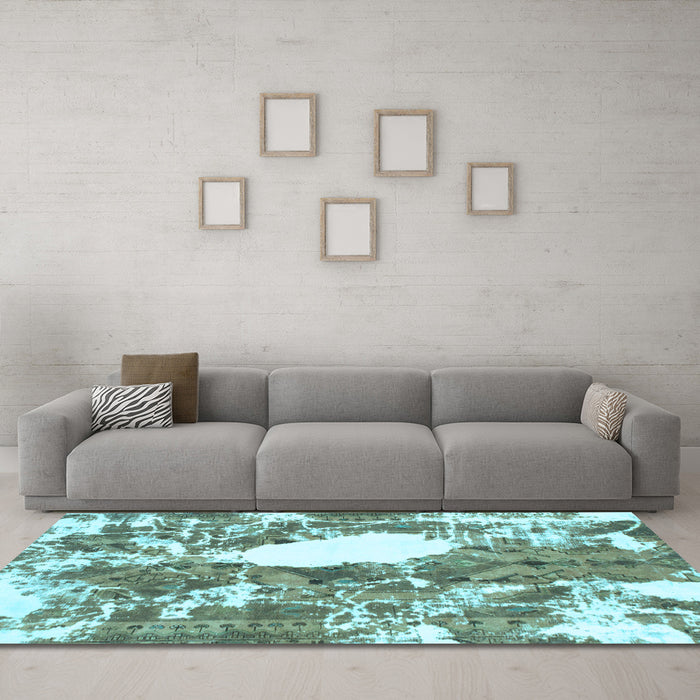Machine Washable Abstract Light Blue Modern Rug in a Living Room, wshabs1060lblu