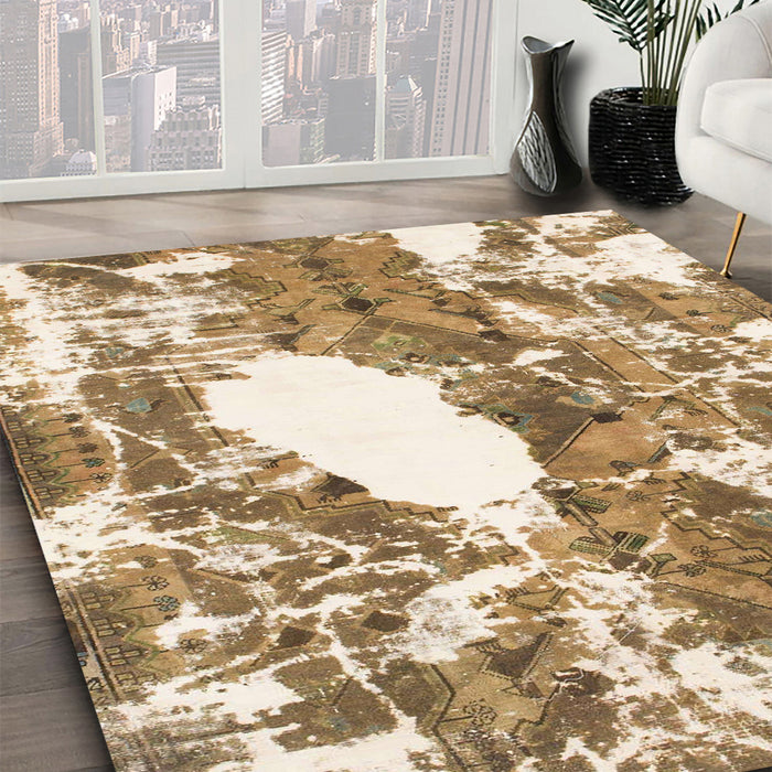 Machine Washable Abstract Light Brown Rug in a Family Room, wshabs1060