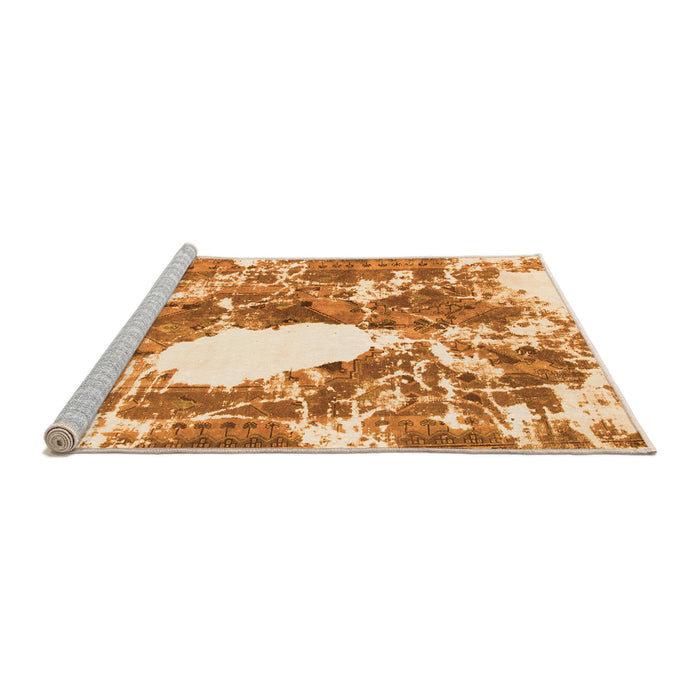 Sideview of Machine Washable Abstract Orange Modern Area Rugs, wshabs1060org