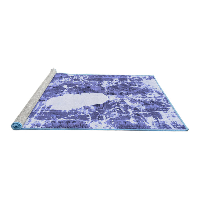 Sideview of Machine Washable Abstract Blue Modern Rug, wshabs1060blu