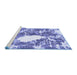 Sideview of Machine Washable Abstract Blue Modern Rug, wshabs1060blu