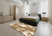 Machine Washable Abstract Light Brown Rug in a Bedroom, wshabs1060