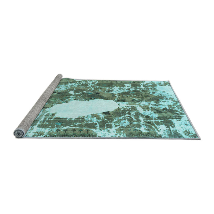 Sideview of Machine Washable Abstract Light Blue Modern Rug, wshabs1060lblu